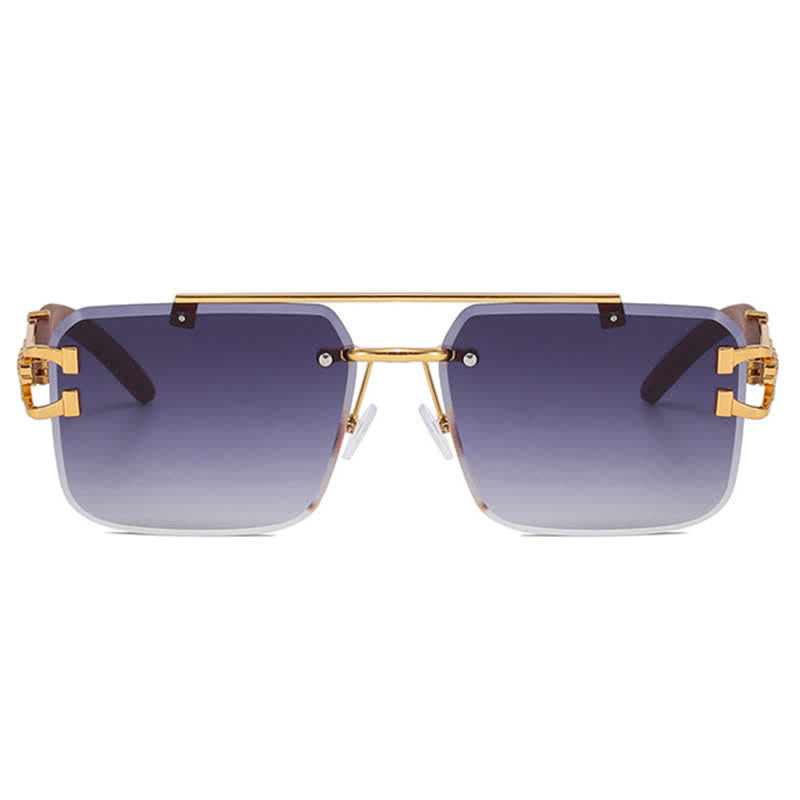 Spykay™ SG60910 Square Frame Leopard Temples Rimless Sunglasses