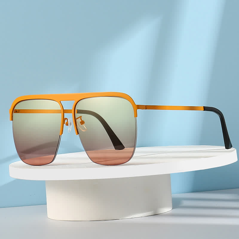 Spykay™ SG60864 Square Frame Semi-Rimless Oversized Sunglasses