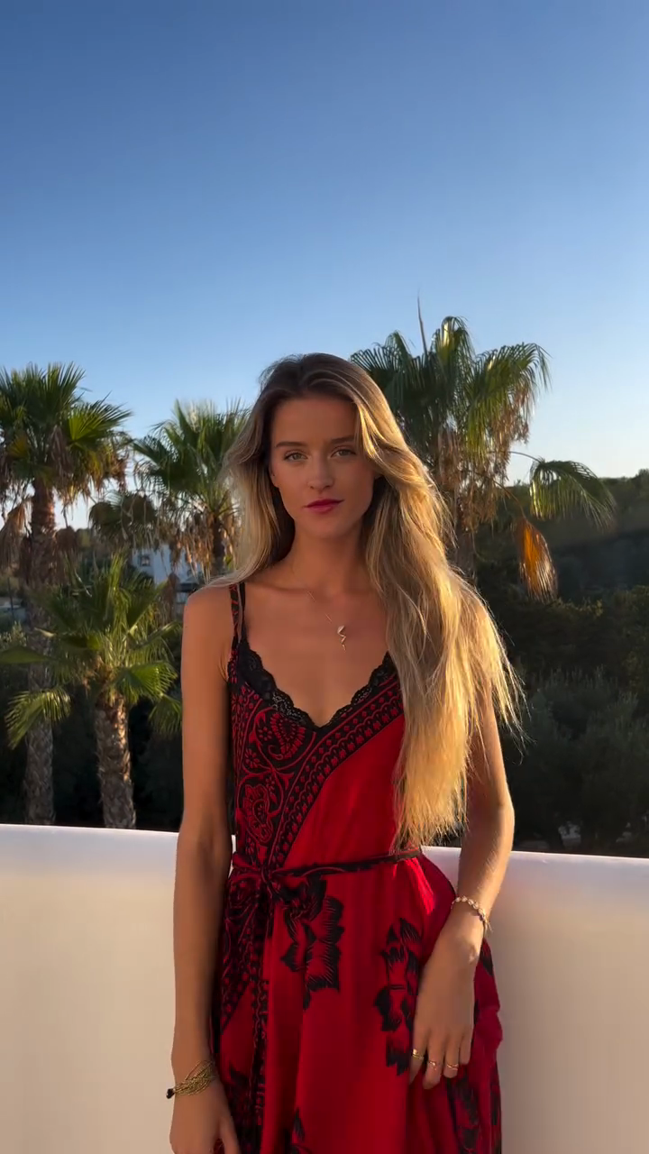 Red Floral - Embroidered Maxi Dress