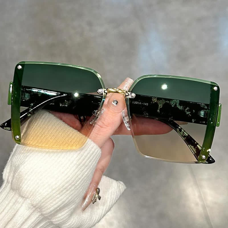 Spykay™ SG60835 Square Frame Oversized Rimless Sunglasses