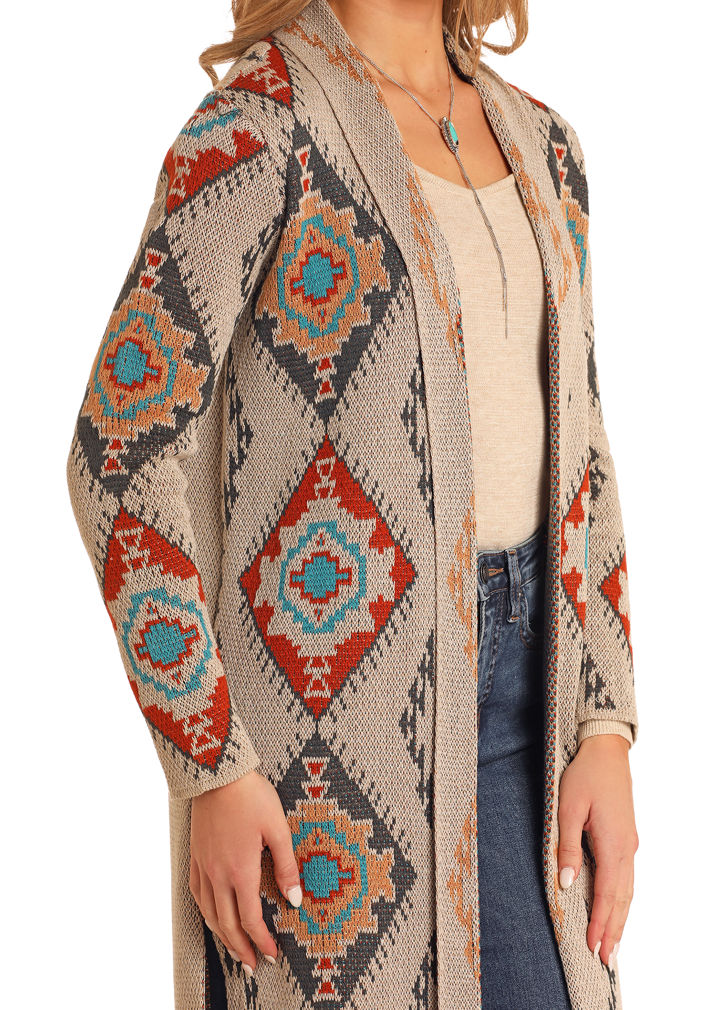 Southwestern - Patterned Long Cardigan