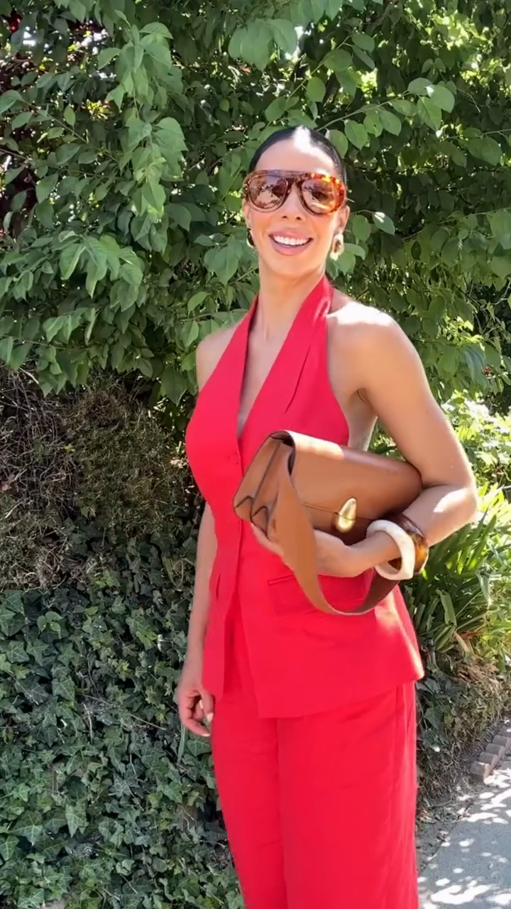 Red Halter Vest and Pants Set