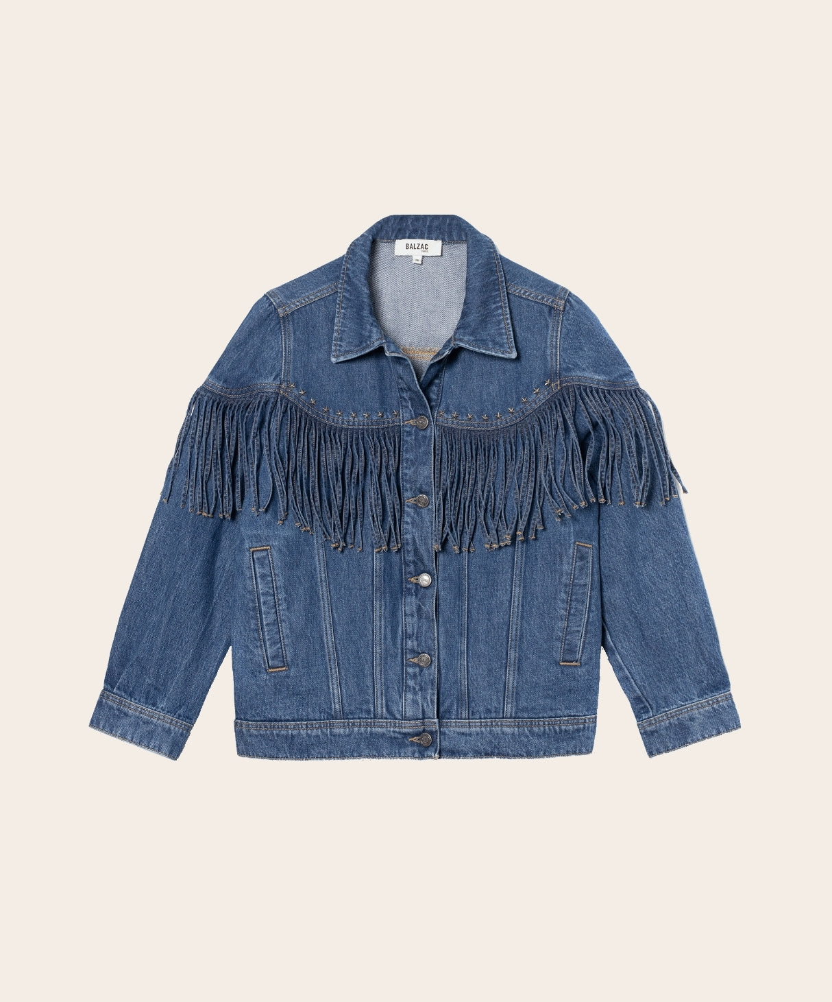 Blue Fringe - detailed Denim Jacket