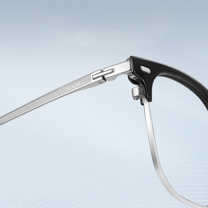 Spykay™ EG26737 Fashion Square Titanium Frame Anti-blue Light Browline Glasses