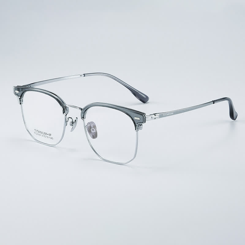 Spykay™ EG26737 Fashion Square Titanium Frame Anti-blue Light Browline Glasses