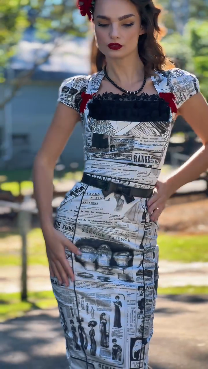 Newspaper - Print Bodycon Dress