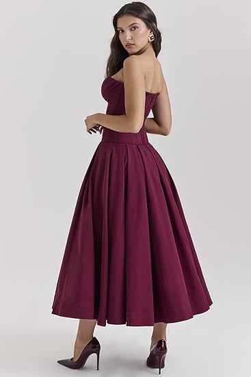 Strapless Corset Midi Dress