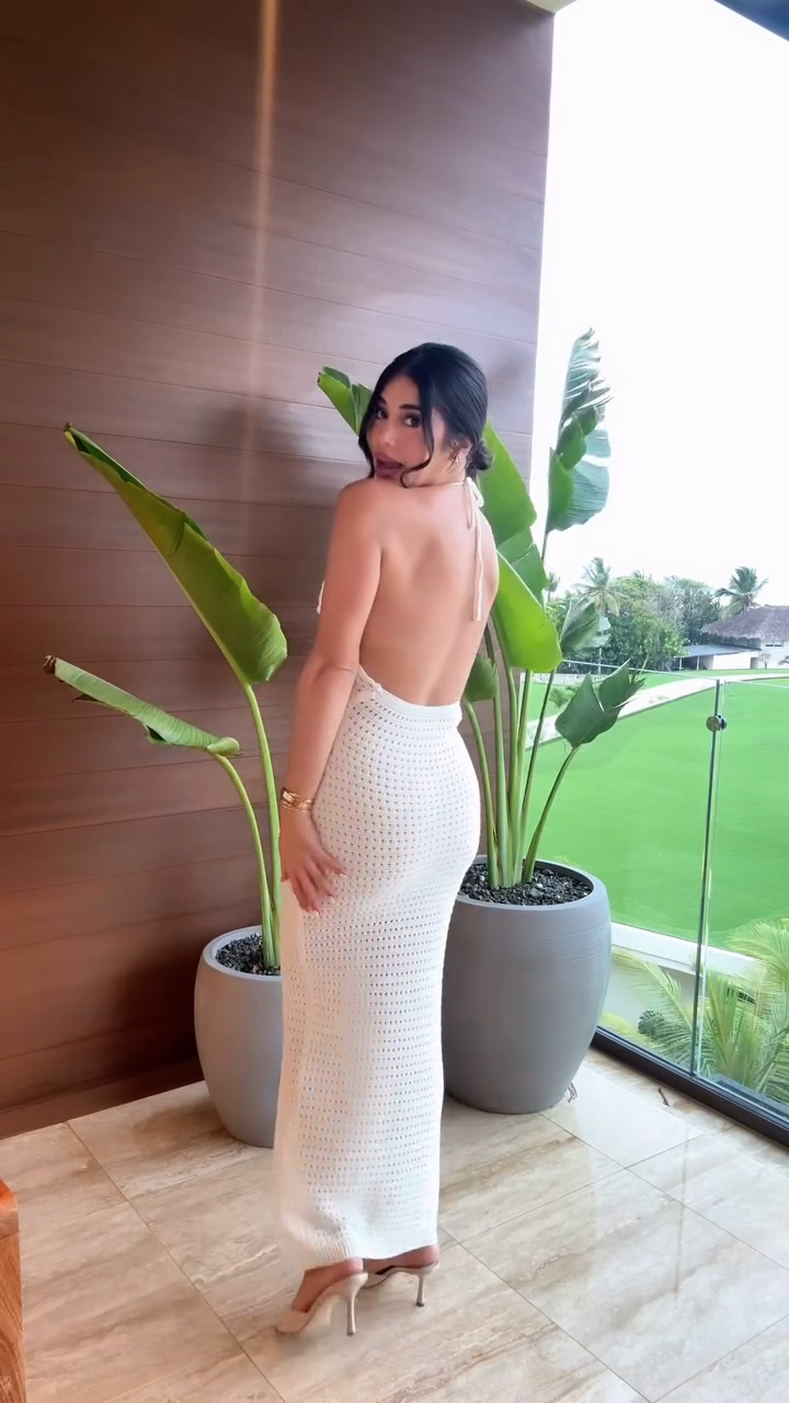 White Floral Crochet Halter Neck Maxi Dress