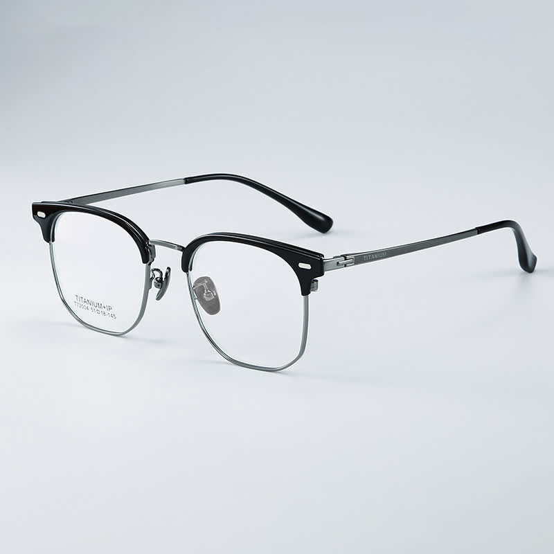 Spykay™ EG26737 Fashion Square Titanium Frame Anti-blue Light Browline Glasses