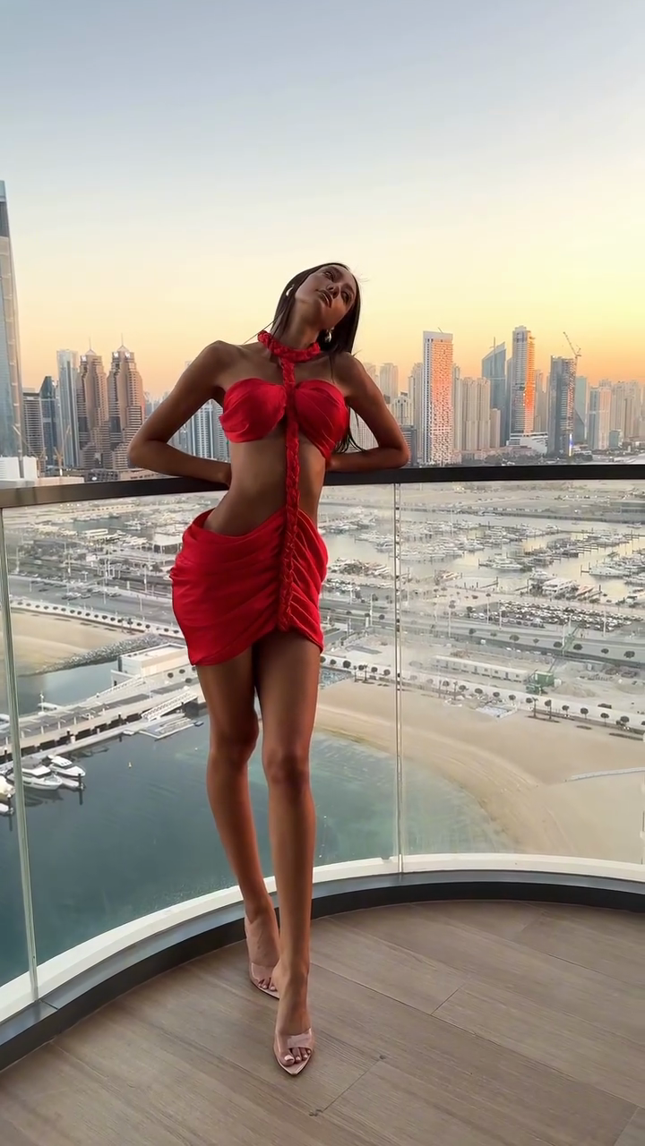 Red Halter - Style Cutout Mini Dress