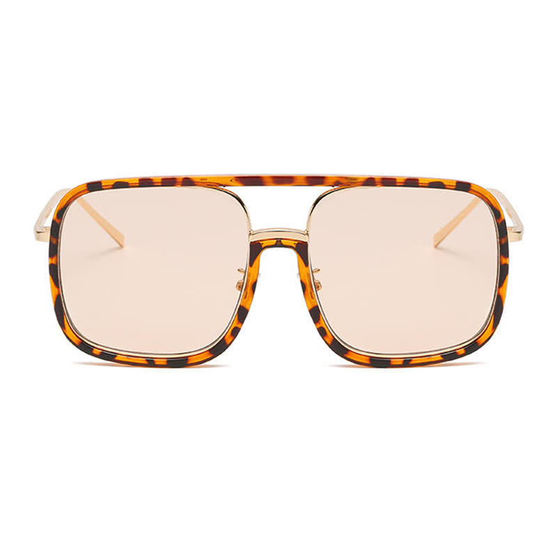 Spykay™ SG60732 Tortoise Pattern Flat Top Square Frame Double Bridges Sunglasses