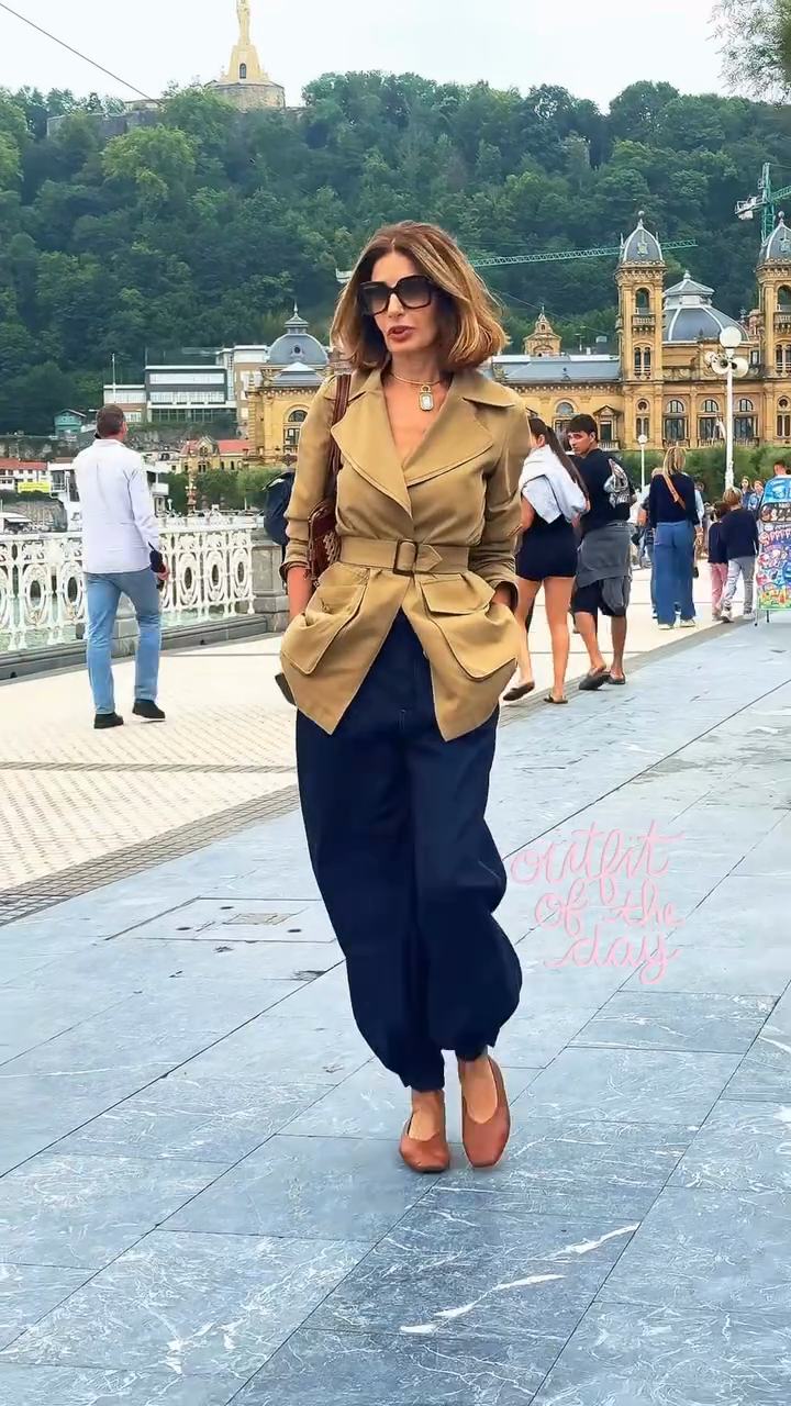 Beige Belted Trench Coat with Pockets
