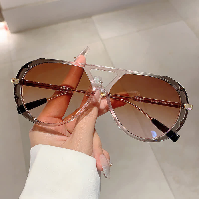 Spykay™ SG60737 Double Bridges Tortoiseshell Oval Frame Sunglasses