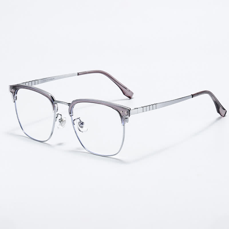 Spykay™ EG26801 Semi-Rimless Square Titanium Frame Anti-blue Light Browline Glasses