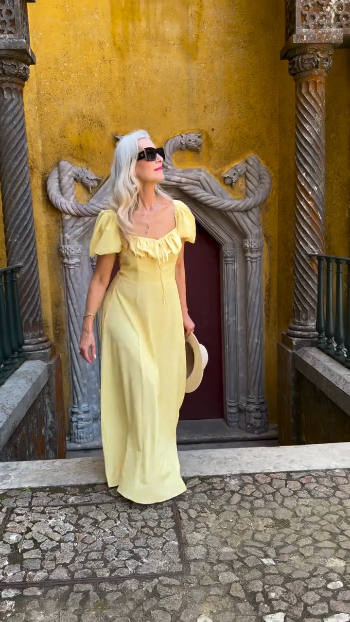 Yellow Puff - Sleeve Maxi Dress