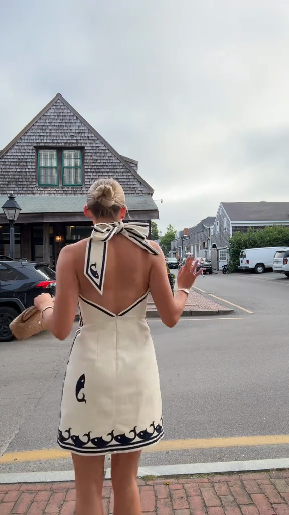 Whale - Embroidered Halter Mini Dress