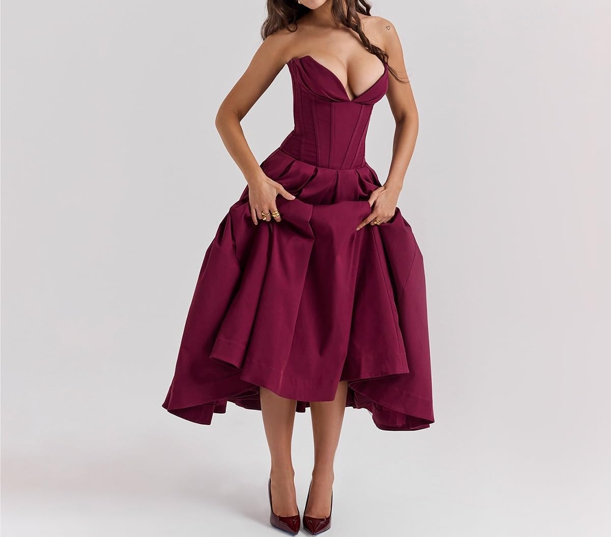 Strapless Corset Midi Dress