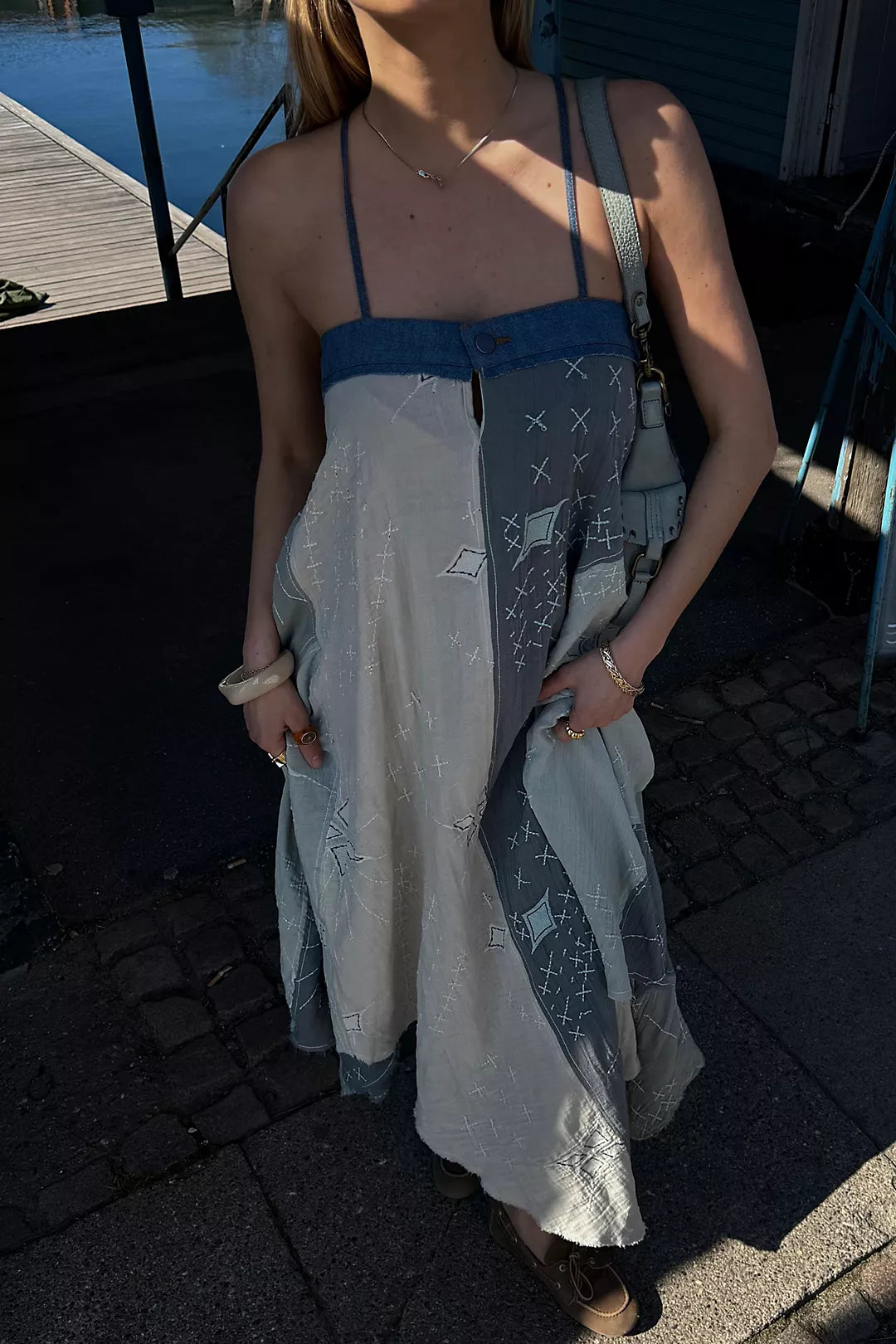 Patchwork Print Maxi Dress