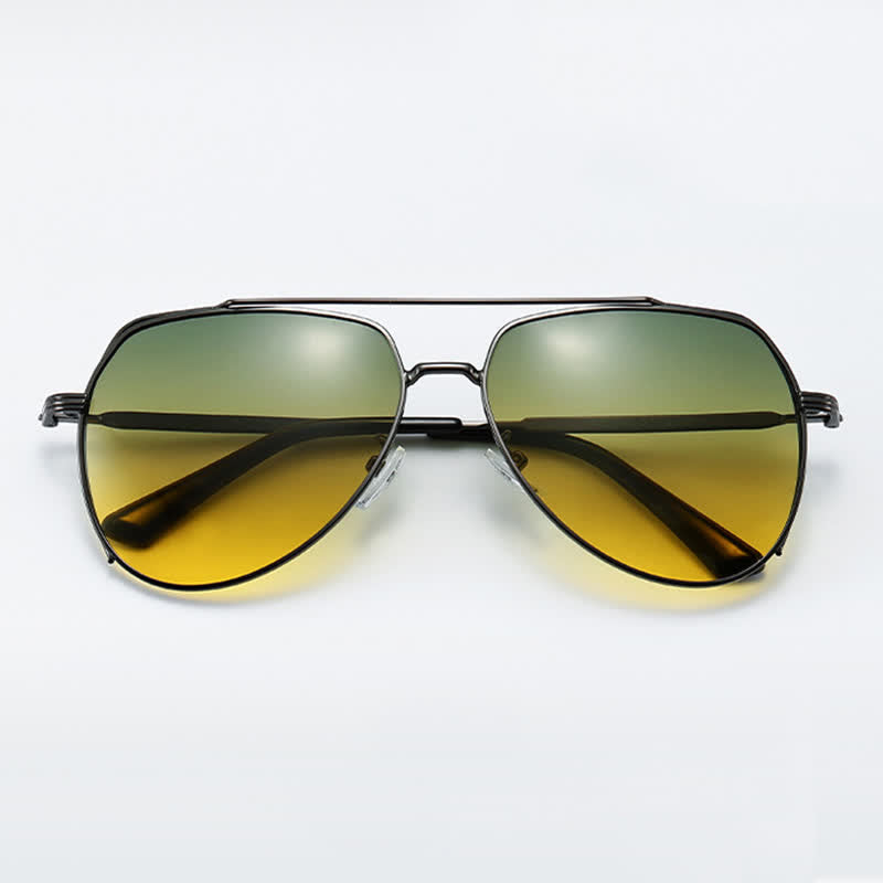 Spykay™ SG60941 Polarized Photochromic Double Bridges Aviator Sunglasses for Driving