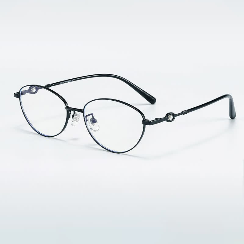 Spykay™ EG26731 Fashion Lightweight Oval Titanium Frame Anti-blue Light Pearl Decor Glasses