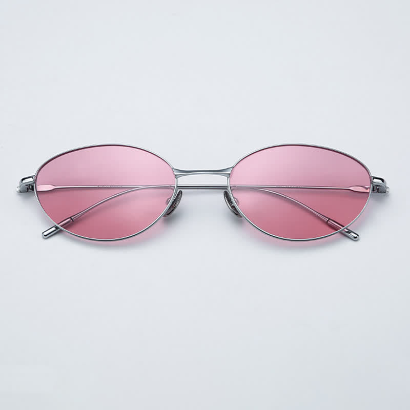 Spykay™ SG60770 Titanium Oval Frame Polarized Lightweight Sunglasses with Nylon Lenses