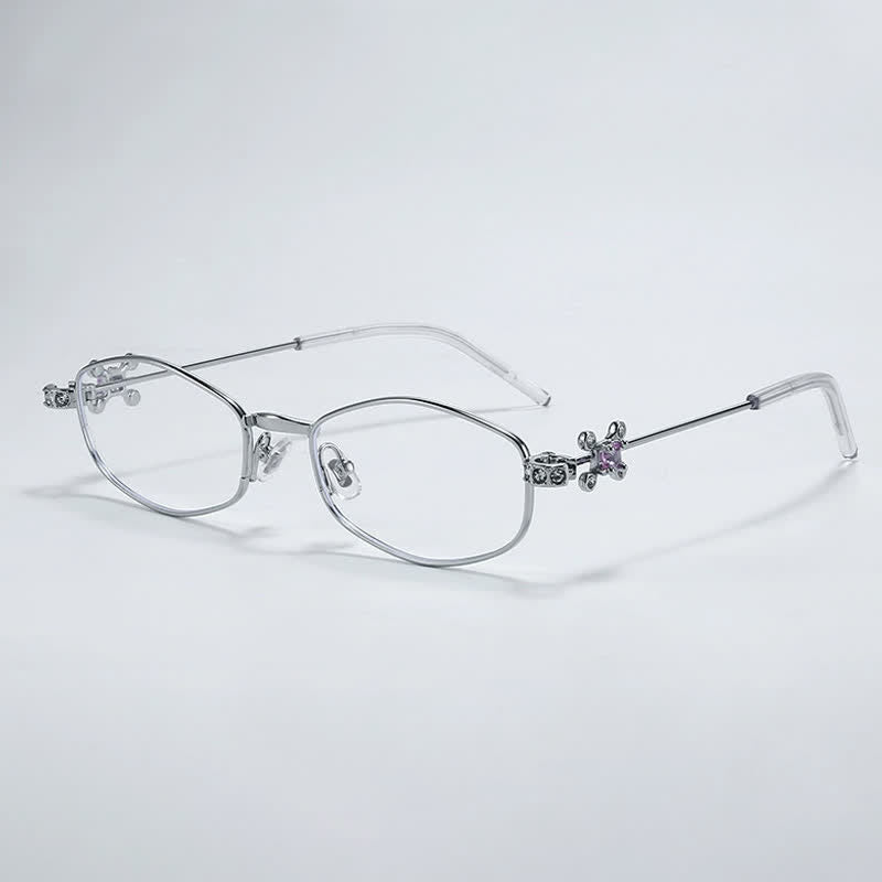 Spykay™ EG26713 Geometric Frame Rhinestone Decor Temples Anti-blue Light Glasses