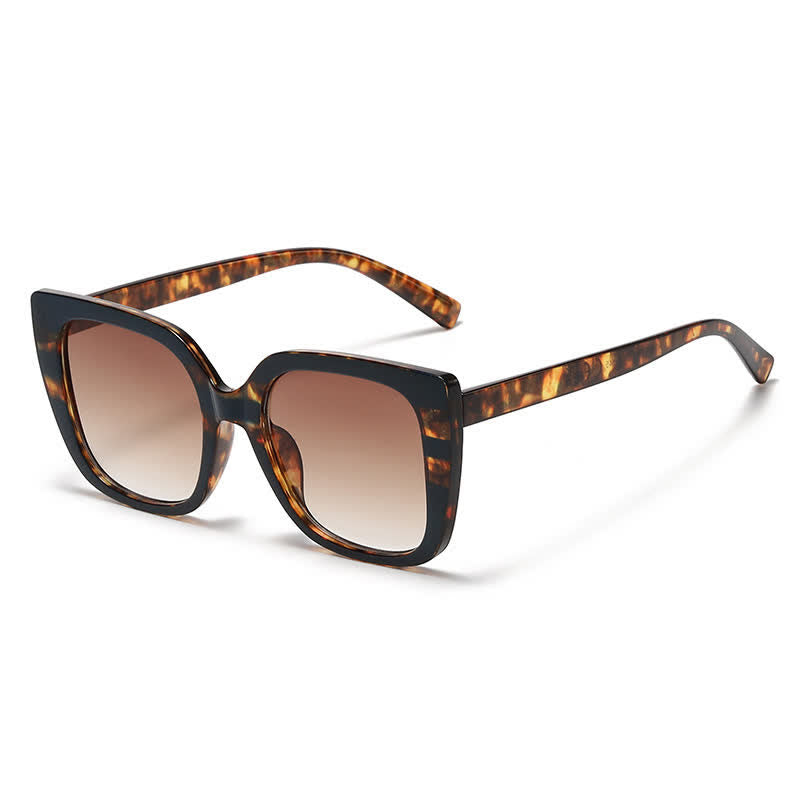 Spykay™ SG60878 Leopard Pattern Square Frame Oversized Sunglasses