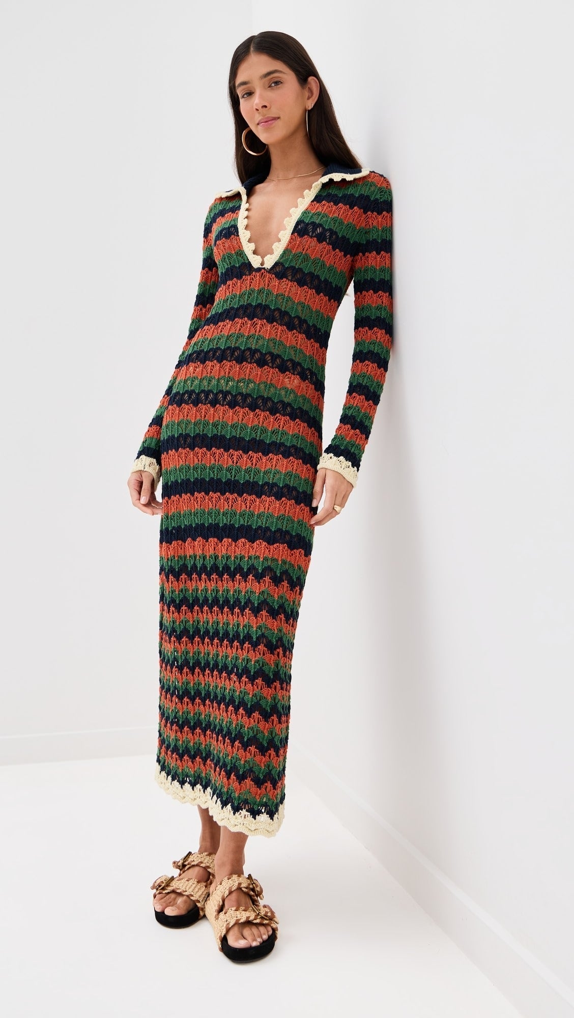 Striped Knit Maxi Dress
