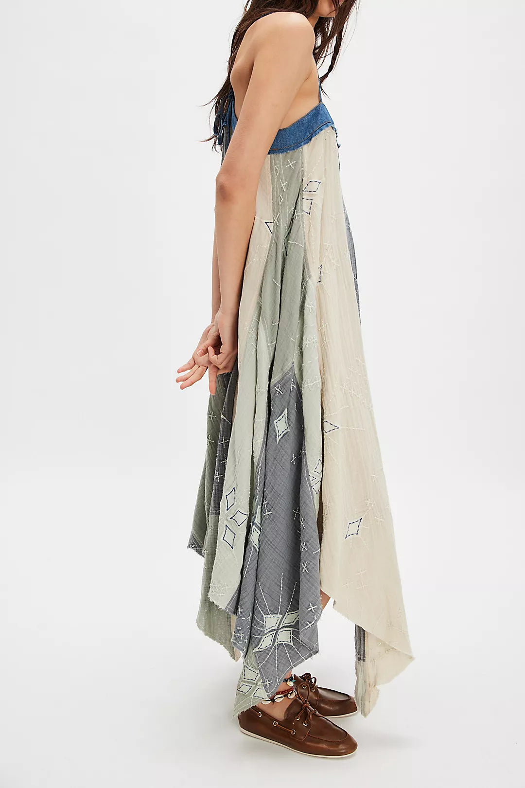 Patchwork Print Maxi Dress