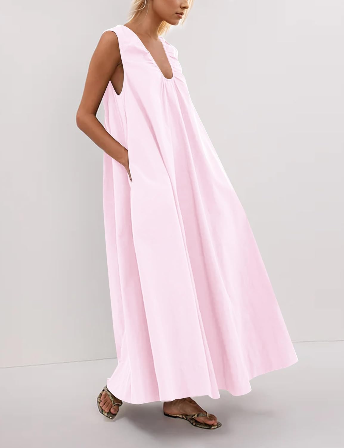 Sleeveless V - Neck Maxi Dress