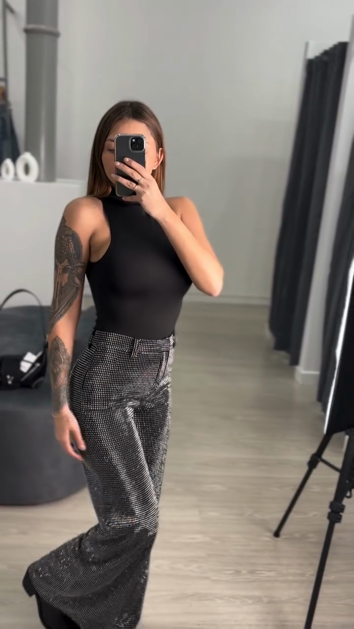 Silver Sequin - Embellished Flared Jeans