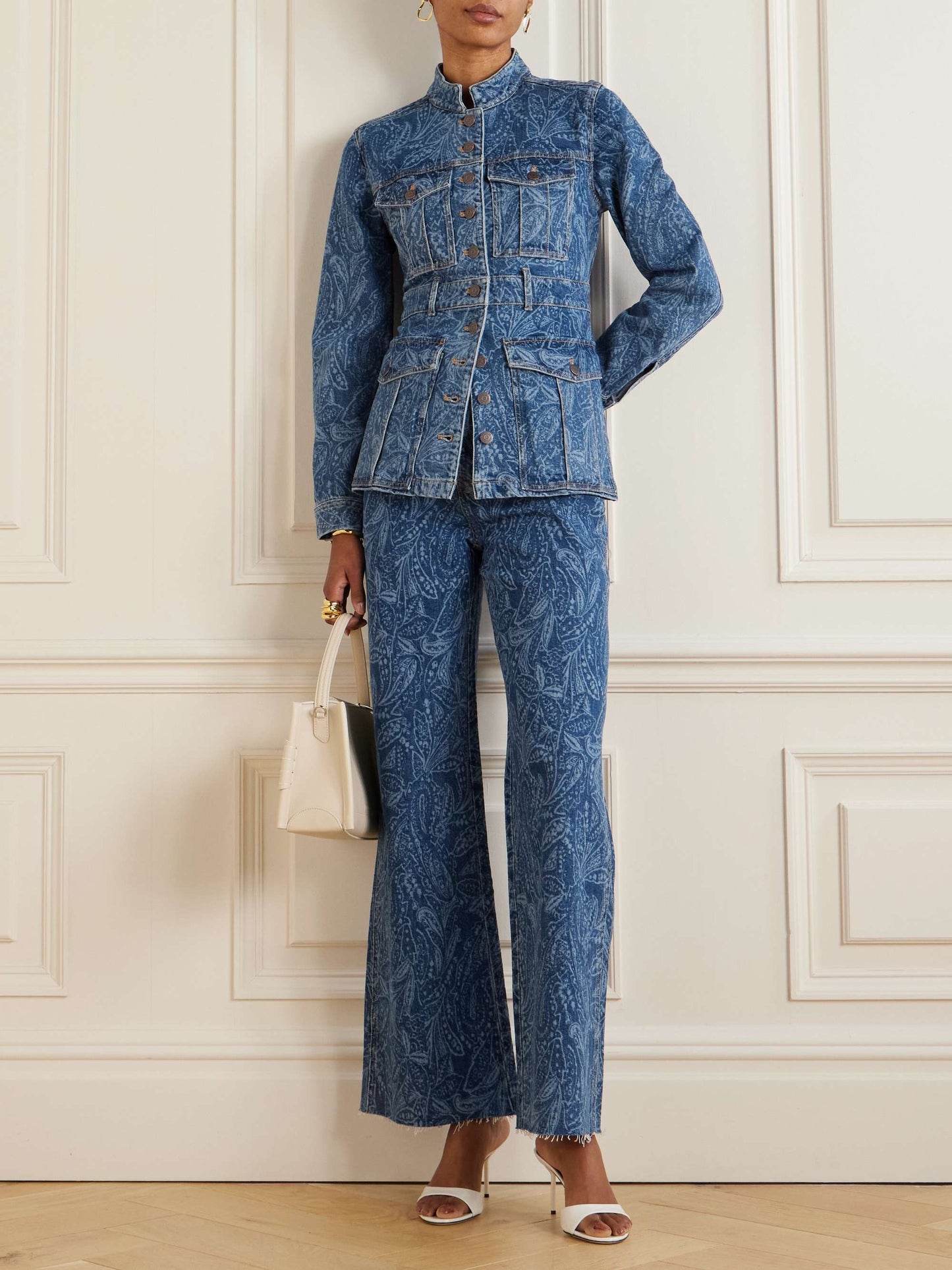 Printed Denim Two - Piece Set