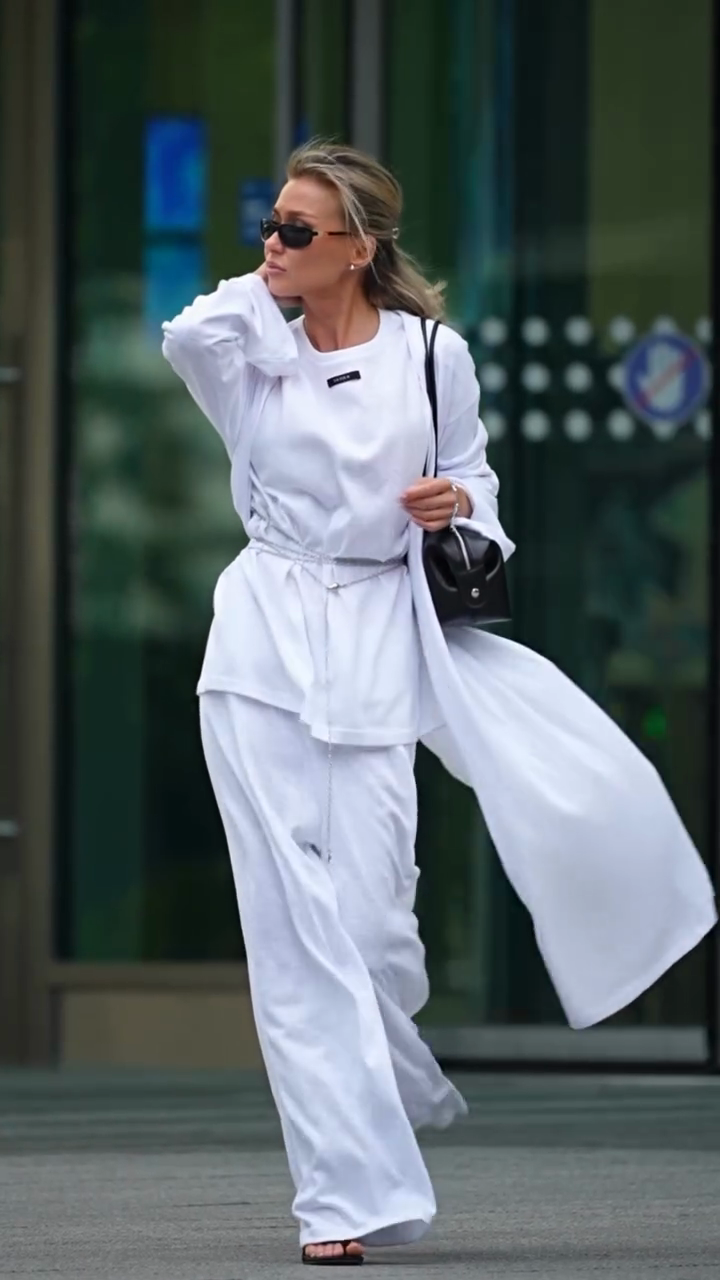 White Belted Two - piece Set