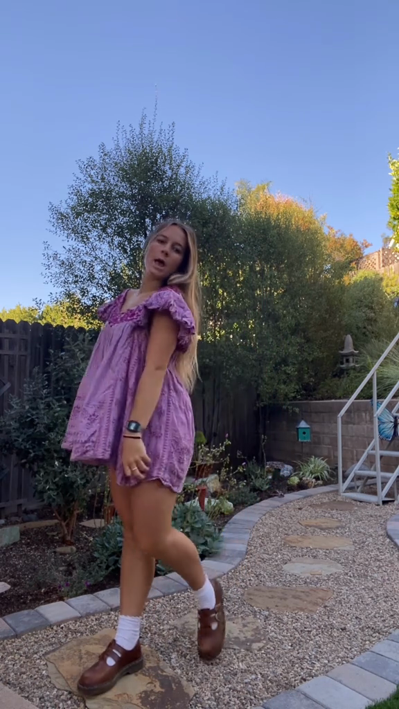 Purple Embroidered Babydoll Dress