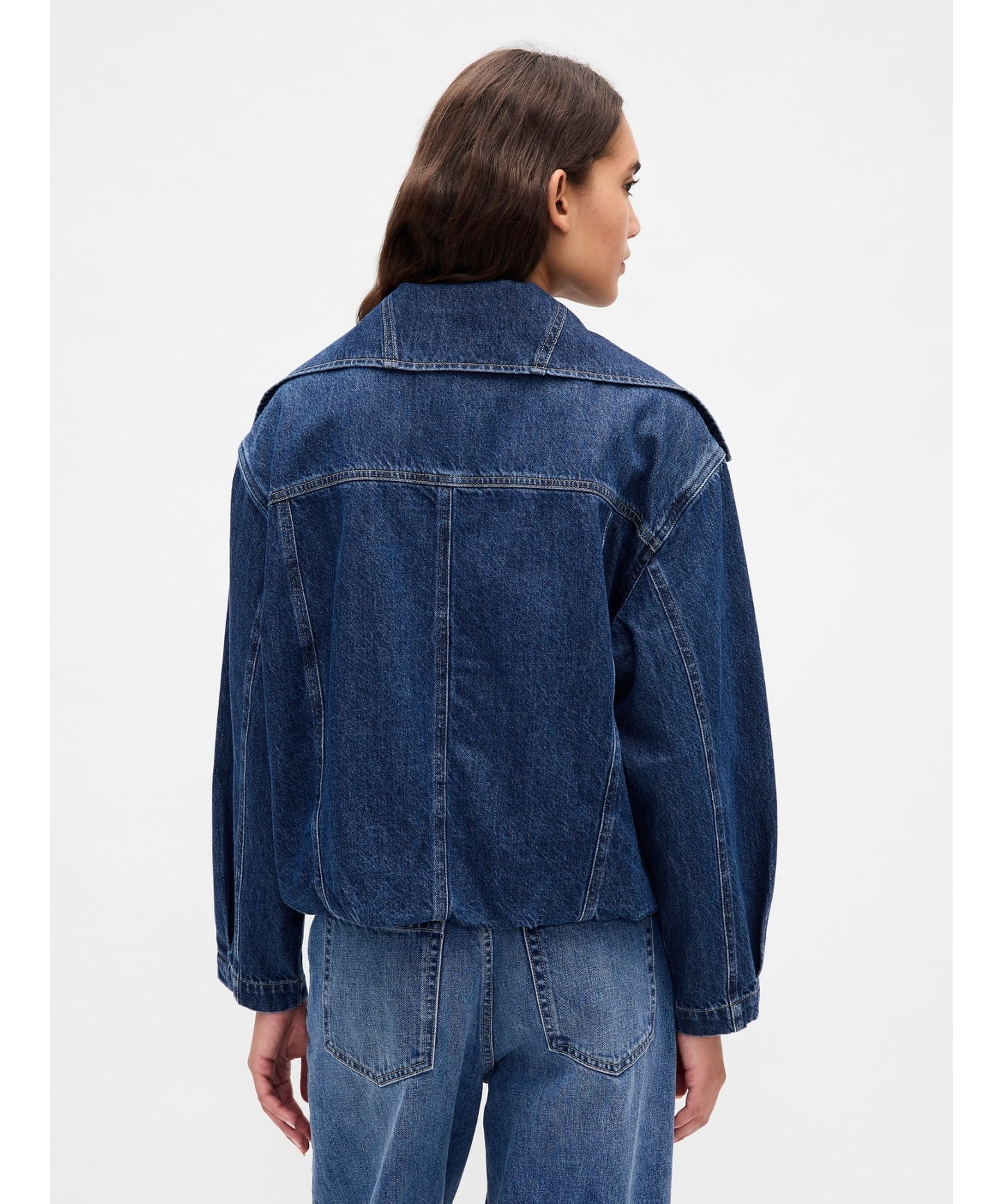 Blue Denim Jacket with High Collar