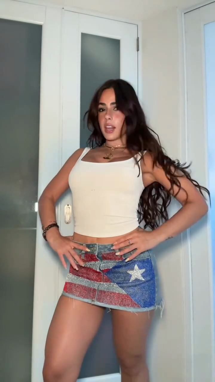 Flag - Inspired Sequin Denim Mini Skirt