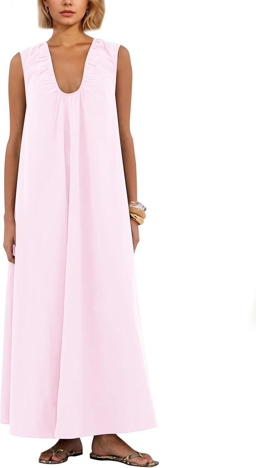 Sleeveless V - Neck Maxi Dress