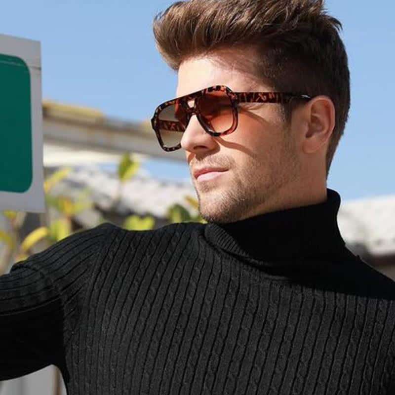 Spykay™ SG60832 Double Bridges Thick Frame Hipster Aviator Sunglasses