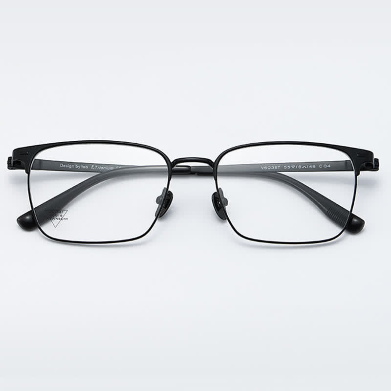 Spykay™ EG26794 Titanium Square Frame Anti-blue Light Simple Browline Glasses
