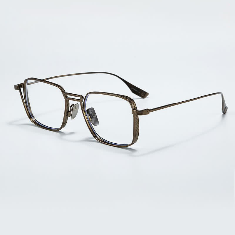 Spykay™ EG26738 Double Bridges Square Titanium Frame Anti-blue Light Vintage Glasses