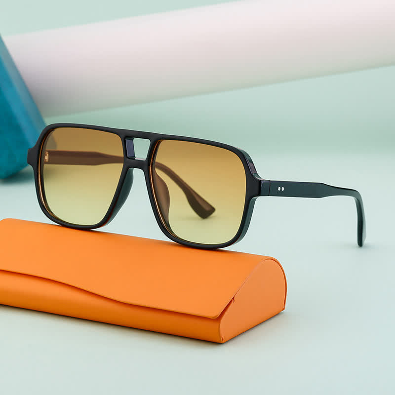 Spykay™ SG60730 Double Bridges Square Frame Vintage Sunglasses