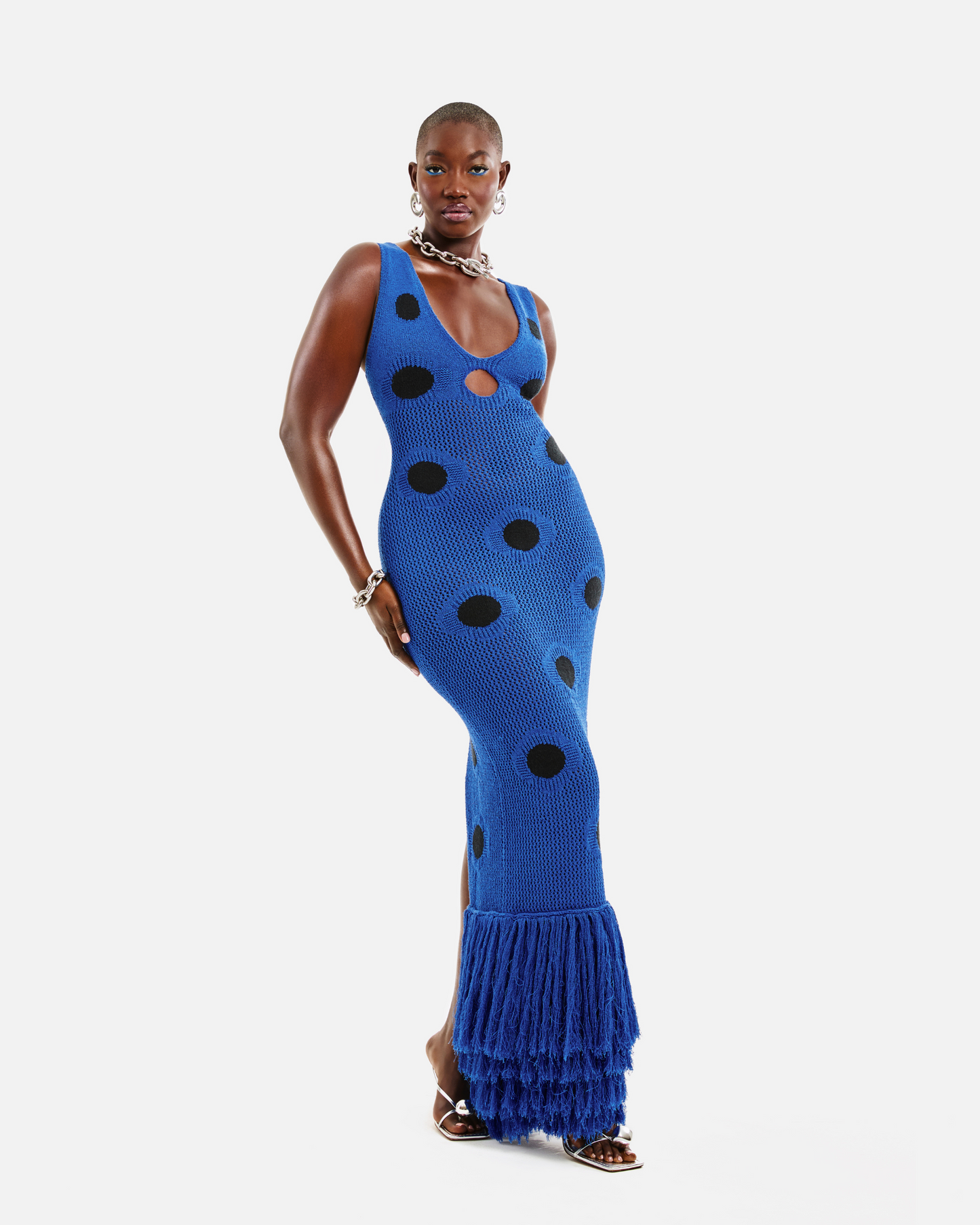 Polka - dot Crochet Maxi Dress
