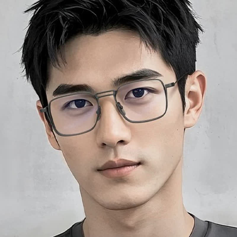 Spykay™ EG26738 Double Bridges Square Titanium Frame Anti-blue Light Vintage Glasses