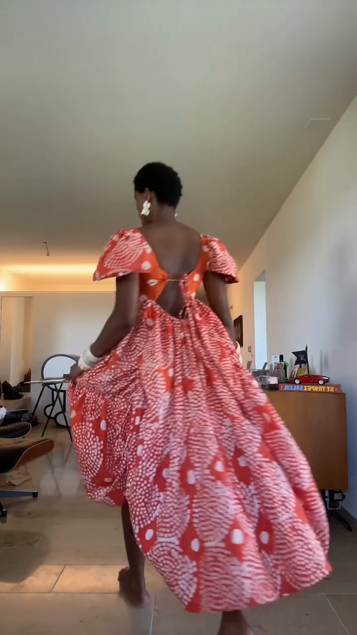 Red Polka Dot Puff - Sleeve Midi Dress