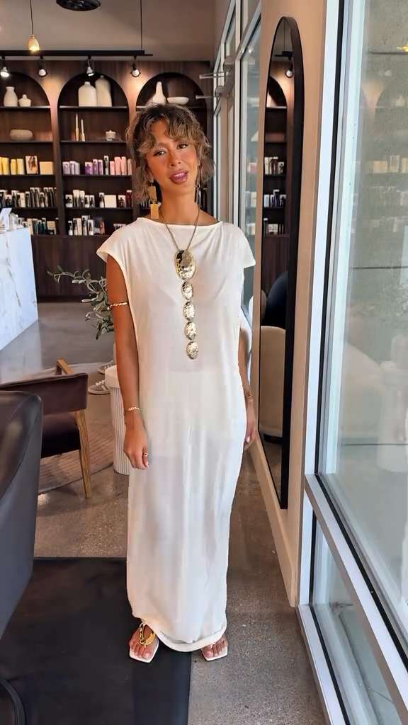 White Sleeveless Maxi Dress