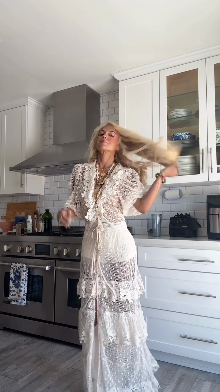 White Crochet Maxi Dress with Sheer Details