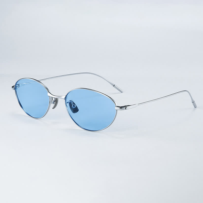 Spykay™ SG60770 Titanium Oval Frame Polarized Lightweight Sunglasses with Nylon Lenses