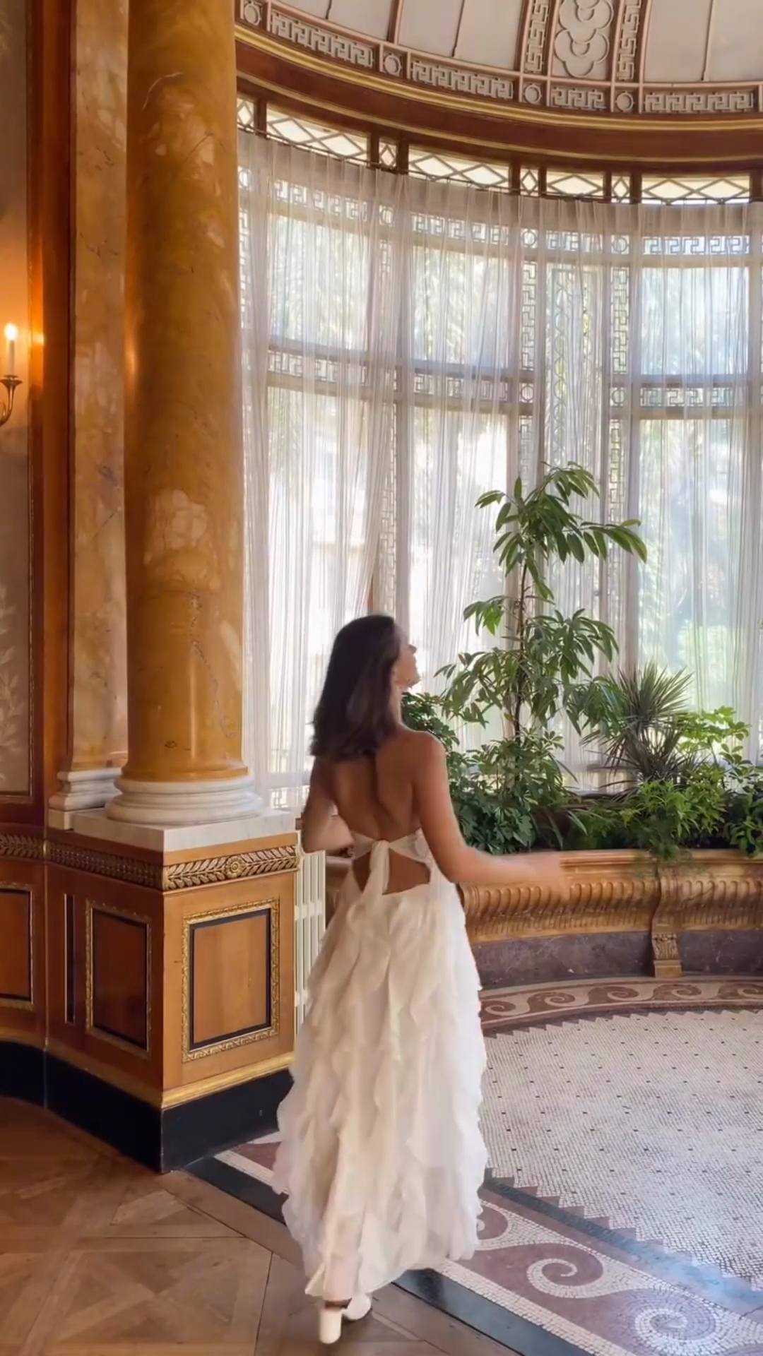 White Asymmetrical Ruffled Halter Mini - Maxi Dress