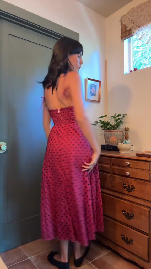 Pink Polka - Dot Midi Sundress
