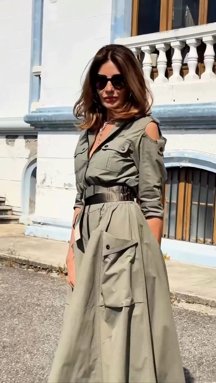 Olive Green Utility Maxi Dress